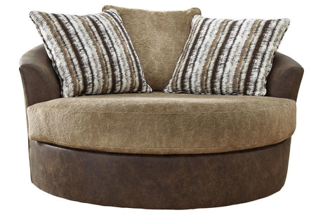 Alesbury Chocolate Oversized Swivel Accent Chair by Ashley at Eve Furniture