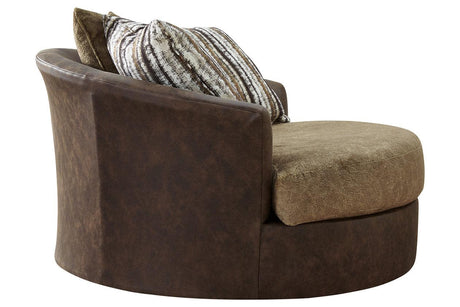 Alesbury Chocolate Oversized Swivel Accent Chair by Ashley at Eve Furniture