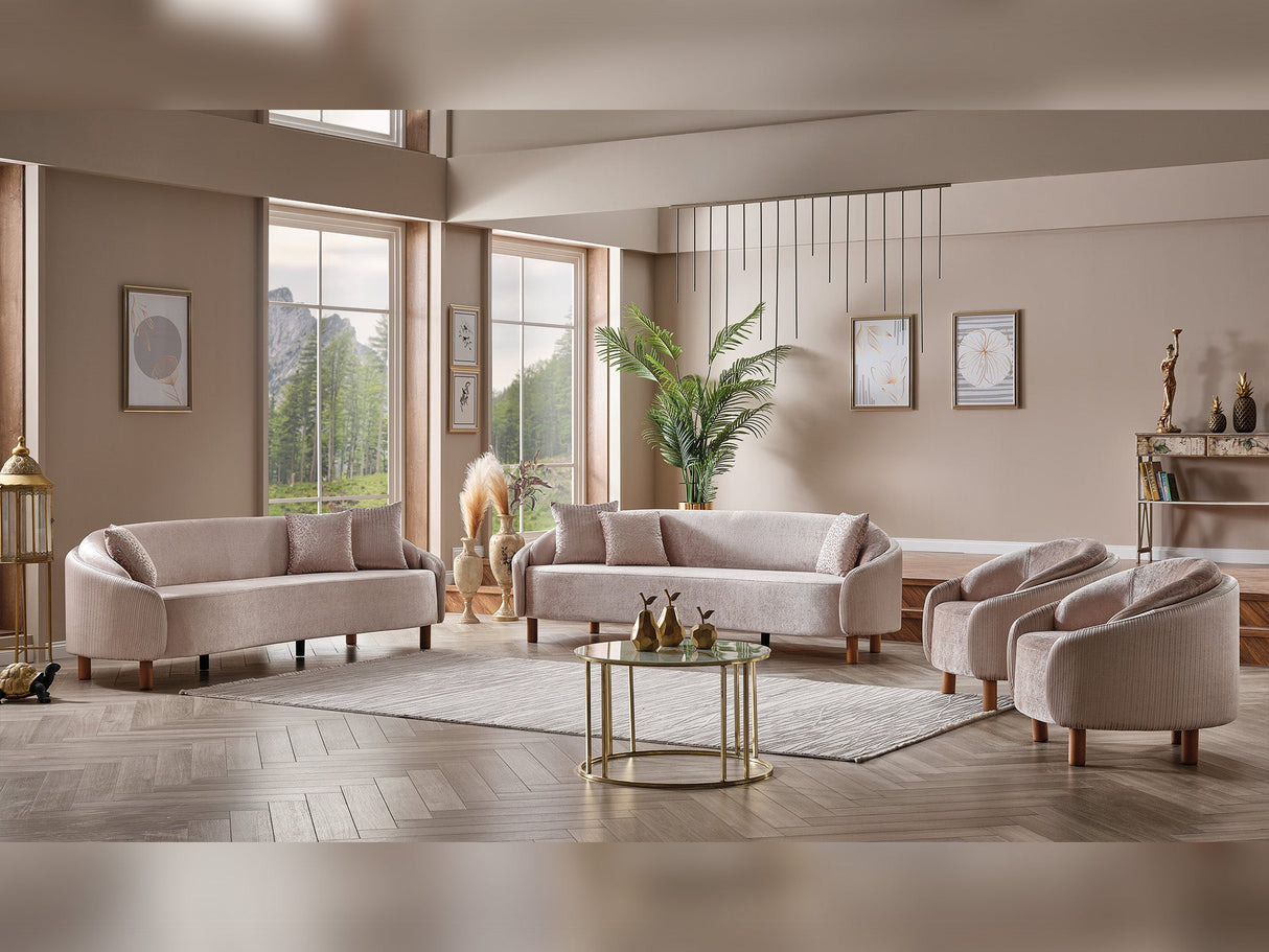 Alessa 4-pieces (2 Sofa & 2 Chair) Livingroom Set Cream by Furnia at Eve Furniture