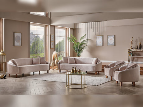 Alessa 4-pieces (2 Sofa & 2 Chair) Livingroom Set Cream by Furnia at Eve Furniture