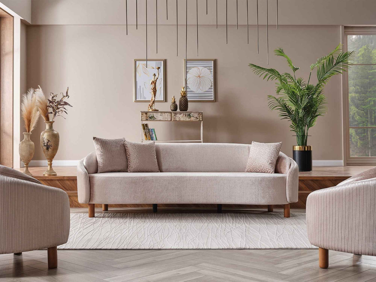 Alessa Cream Stationary Sofa by Furnia at Eve Furniture
