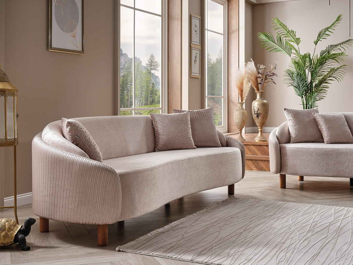 Alessa Cream Stationary Sofa by Furnia at Eve Furniture