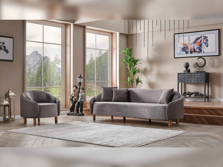Alessa Grey Stationary Sofa by Furnia at Eve Furniture