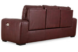 Alessandro Garnet Dual Power Leather Reclining Sofa by Ashley at Eve Furniture