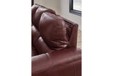 Alessandro Garnet Dual Power Leather Reclining Sofa by Ashley at Eve Furniture