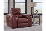 Alessandro Garnet Oversized Dual Power Leather Recliner by Ashley at Eve Furniture