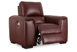 Alessandro Garnet Oversized Dual Power Leather Recliner by Ashley at Eve Furniture
