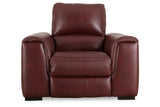 Alessandro Garnet Oversized Dual Power Leather Recliner by Ashley at Eve Furniture
