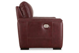 Alessandro Garnet Oversized Dual Power Leather Recliner by Ashley at Eve Furniture