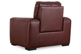 Alessandro Garnet Oversized Dual Power Leather Recliner by Ashley at Eve Furniture