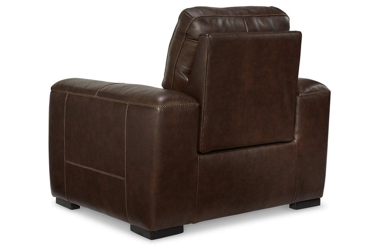 Alessandro Walnut Oversized Dual Power Leather Recliner by Ashley at Eve Furniture