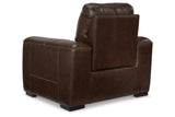 Alessandro Walnut Oversized Dual Power Leather Recliner by Ashley at Eve Furniture
