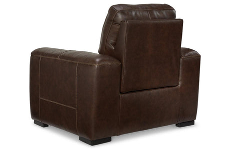 Alessandro Walnut Oversized Dual Power Leather Recliner by Ashley at Eve Furniture
