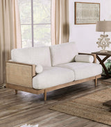 Alesund Beige/Light Oak Sofa & Loveseat by Furniture of America at Eve Furniture