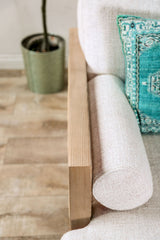 Alesund Beige/Light Oak Sofa & Loveseat by Furniture of America at Eve Furniture