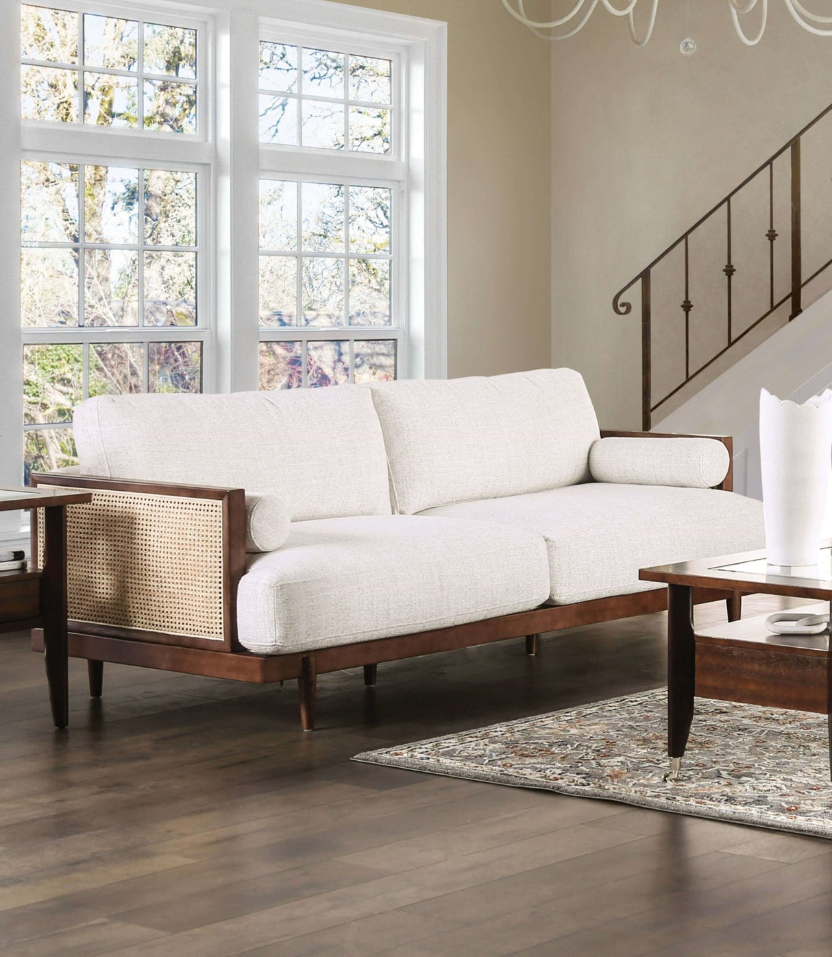 Alesund Beige/Walnut Sofa & Loveseat by Furniture of America at Eve Furniture