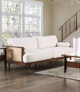 Alesund Beige/Walnut Sofa & Loveseat by Furniture of America at Eve Furniture