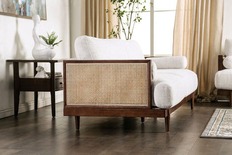 Alesund Beige/Walnut Sofa & Loveseat by Furniture of America at Eve Furniture