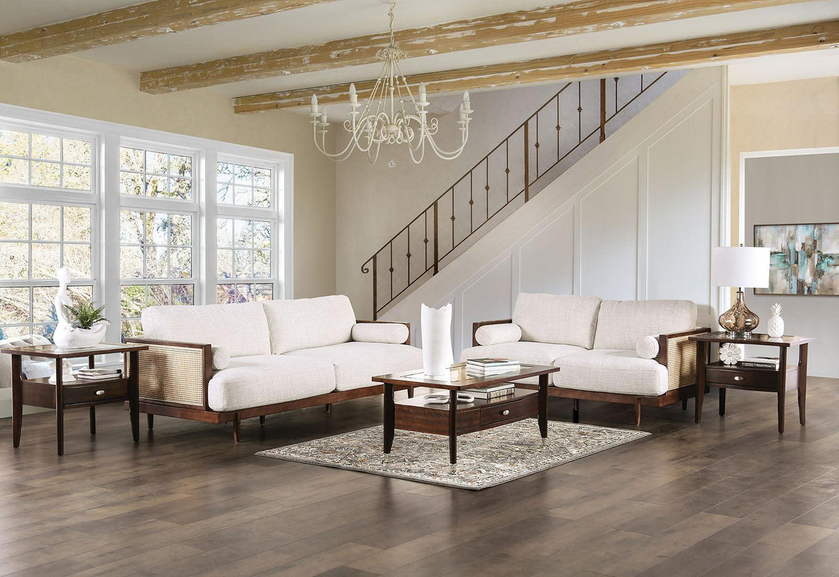 Alesund Beige/Walnut Sofa by Furniture of America at Eve Furniture