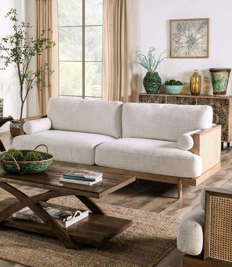 Alesund Light Oak/Beige Sofa by Furniture of America at Eve Furniture