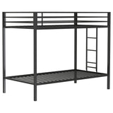 Alevera Black Metal Twin Over Twin Bunk Bed with Ladder by Coaster at Eve Furniture