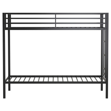 Alevera Black Metal Twin Over Twin Bunk Bed with Ladder by Coaster at Eve Furniture