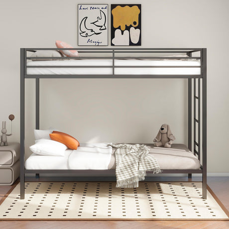 Alevera Black Metal Twin Over Twin Bunk Bed with Ladder by Coaster at Eve Furniture