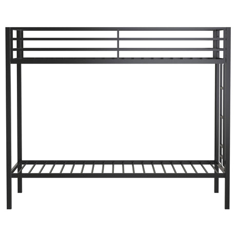Alevera Black Metal Twin Over Twin Bunk Bed with Ladder by Coaster at Eve Furniture