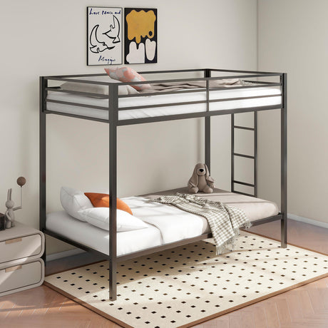 Alevera Black Metal Twin Over Twin Bunk Bed with Ladder by Coaster at Eve Furniture