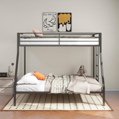 Alevera Metal Twin Over Full Bunk Bed with Ladder Black by Coaster at Eve Furniture