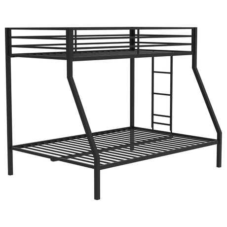 Alevera Metal Twin Over Full Bunk Bed with Ladder Black by Coaster at Eve Furniture