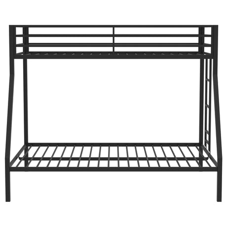 Alevera Metal Twin Over Full Bunk Bed with Ladder Black by Coaster at Eve Furniture