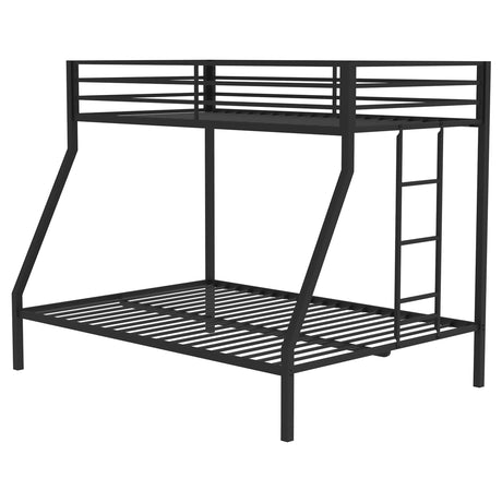 Alevera Metal Twin Over Full Bunk Bed with Ladder Black by Coaster at Eve Furniture