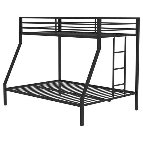 Alevera Metal Twin Over Full Bunk Bed with Ladder Black by Coaster at Eve Furniture