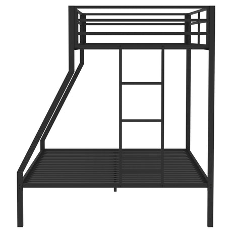 Alevera Metal Twin Over Full Bunk Bed with Ladder Black by Coaster at Eve Furniture