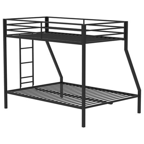 Alevera Metal Twin Over Full Bunk Bed with Ladder Black by Coaster at Eve Furniture
