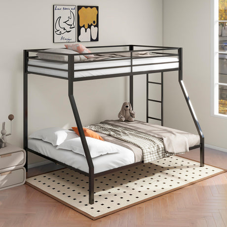 Alevera Metal Twin Over Full Bunk Bed with Ladder Black by Coaster at Eve Furniture