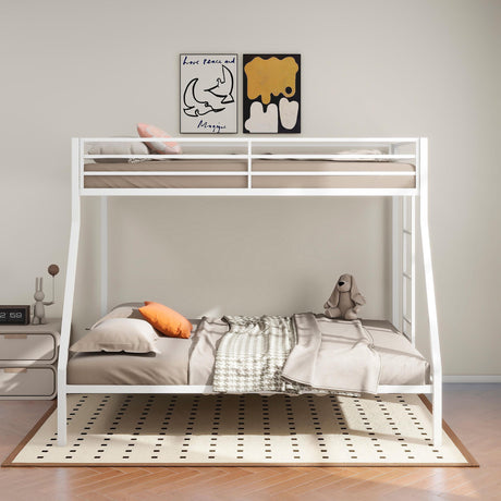 Alevera Metal Twin Over Full Bunk Bed with Ladder White by Coaster at Eve Furniture