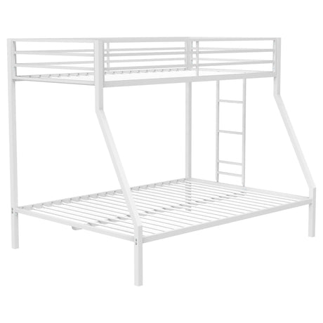 Alevera Metal Twin Over Full Bunk Bed with Ladder White by Coaster at Eve Furniture