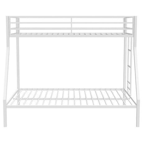 Alevera Metal Twin Over Full Bunk Bed with Ladder White by Coaster at Eve Furniture