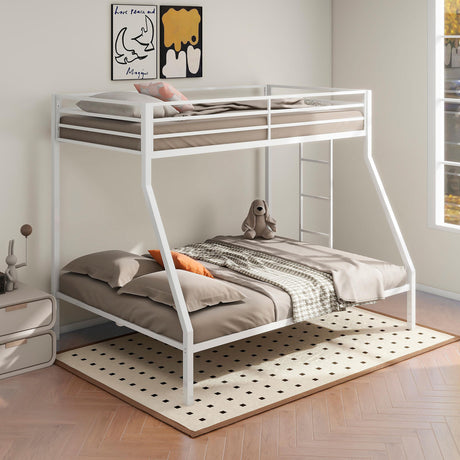 Alevera Metal Twin Over Full Bunk Bed with Ladder White by Coaster at Eve Furniture