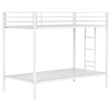 Alevera Metal Twin Over Twin Bunk Bed with Ladder White by Coaster at Eve Furniture