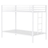 Alevera Metal Twin Over Twin Bunk Bed with Ladder White by Coaster at Eve Furniture