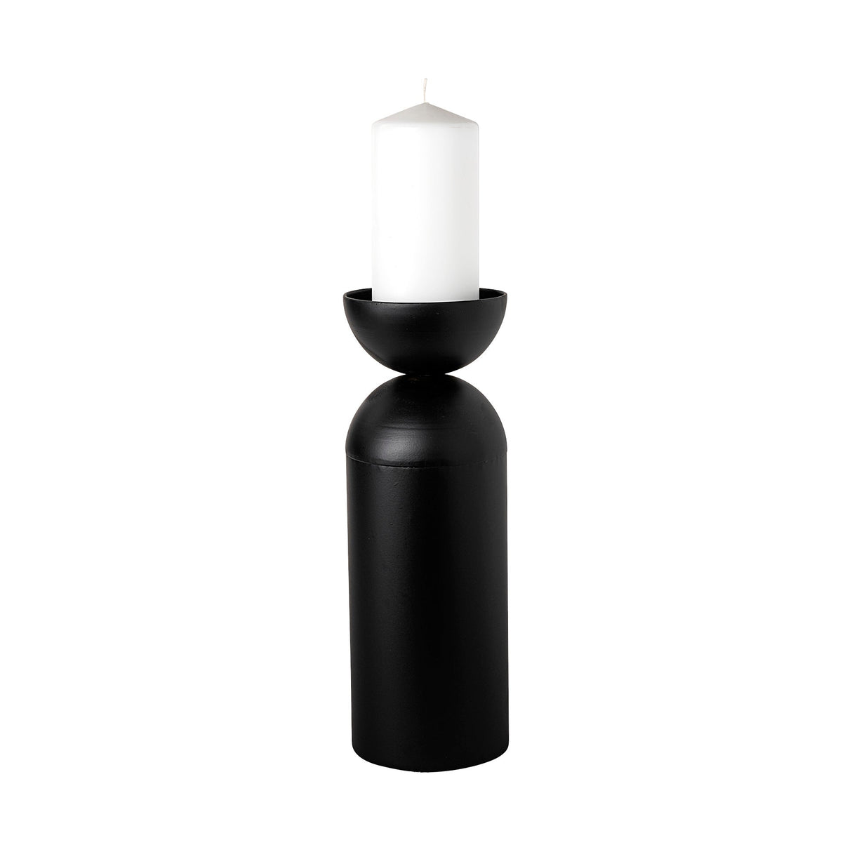 Alex Large Black Metal Cylindrical Table Candle Holder by Mercana at Eve Furniture