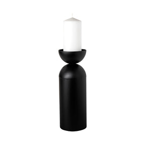 Alex Large Black Metal Cylindrical Table Candle Holder by Mercana at Eve Furniture
