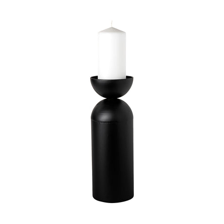 Alex Large Black Metal Cylindrical Table Candle Holder by Mercana at Eve Furniture