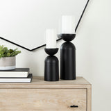 Alex Small Black Metal Cylindrical Table Candle Holder by Mercana at Eve Furniture