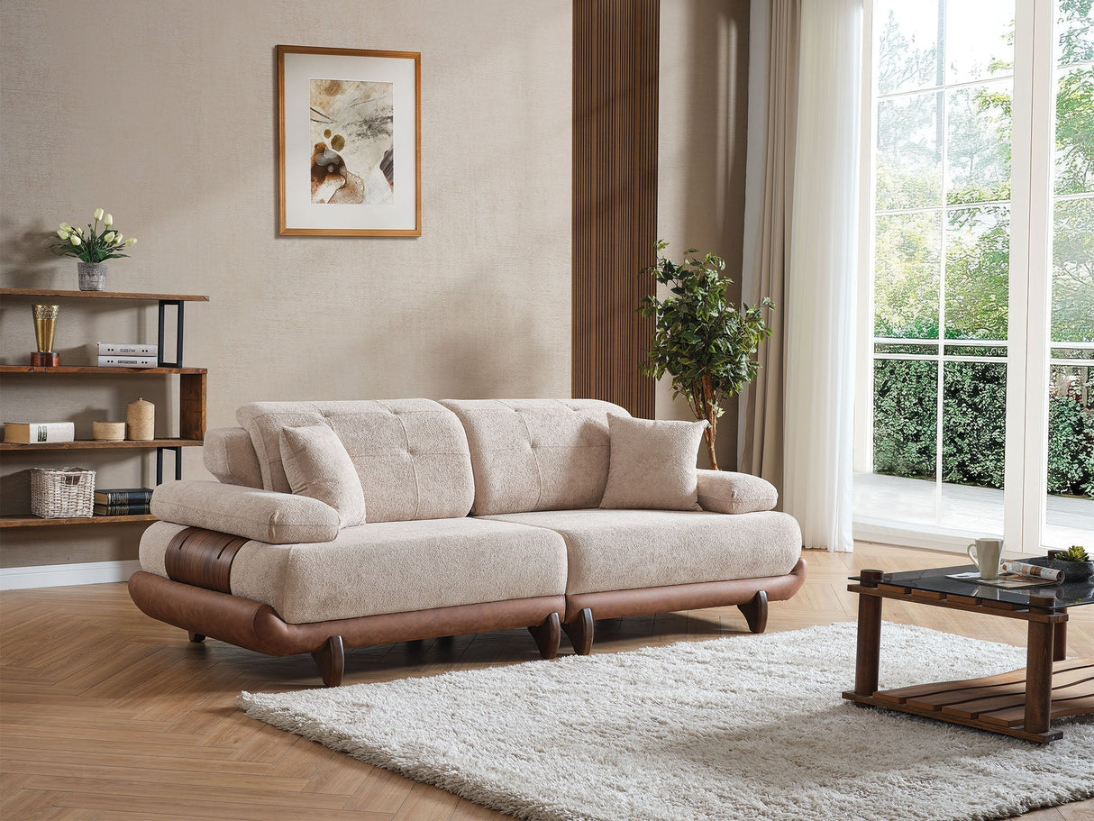Alexa Cream Convertible Sofa by Furnia at Eve Furniture