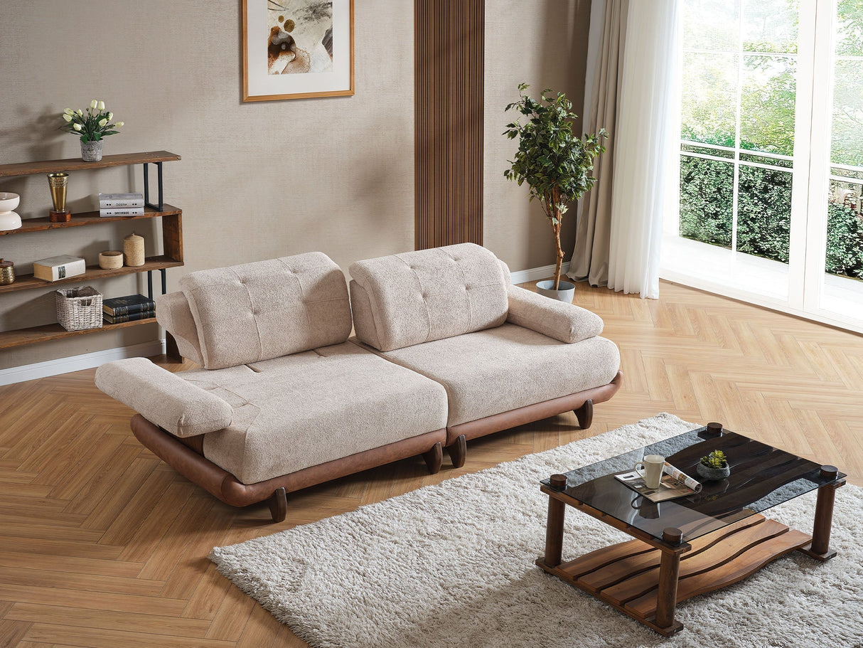 Alexa Cream Convertible Sofa by Furnia at Eve Furniture