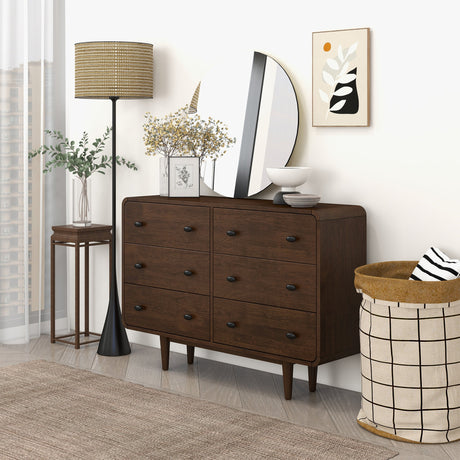 Alexa Mid Century Modern Dresser 6 Drawers by Ashcroft Imports at Eve Furniture